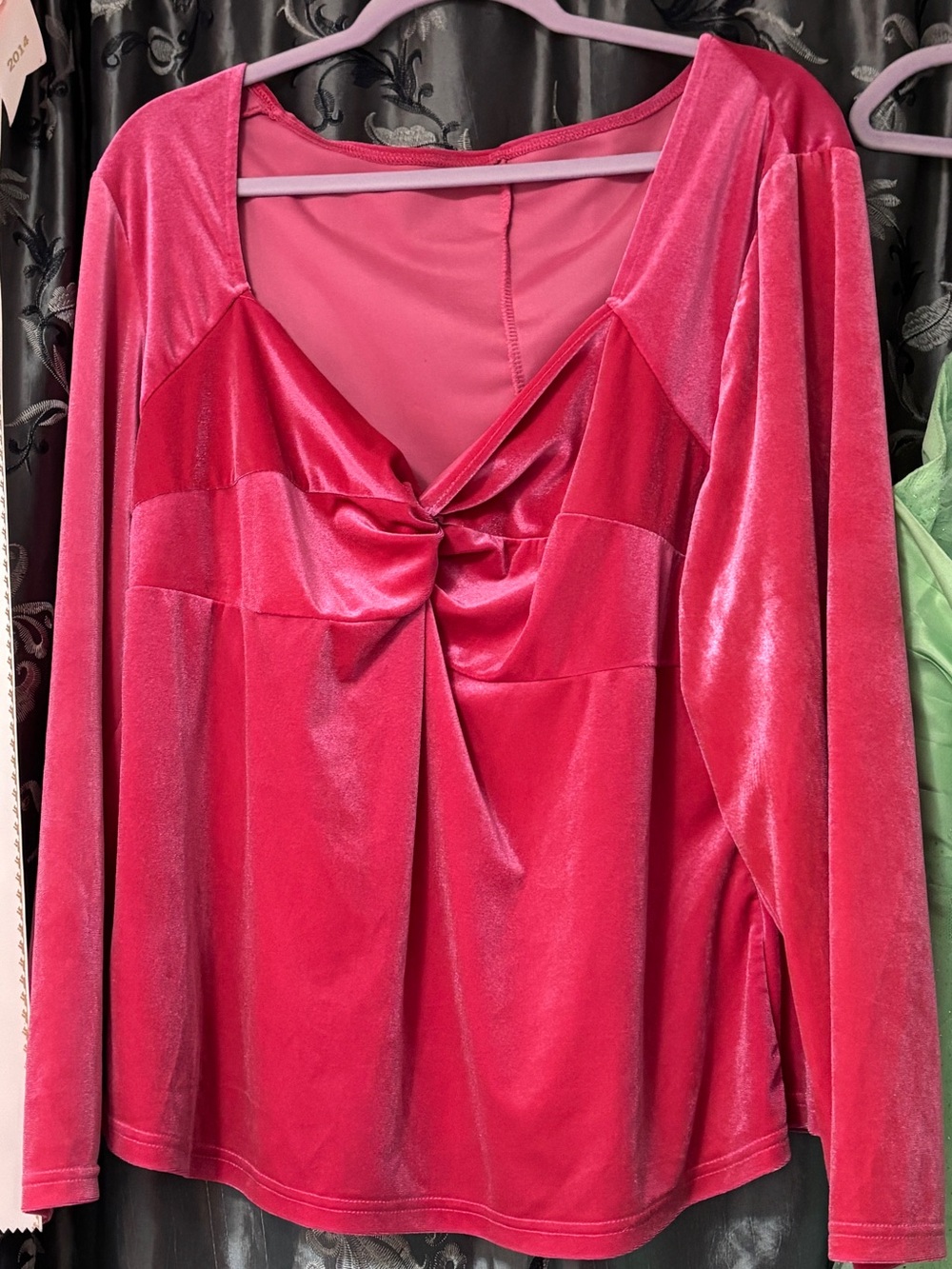 Bright Pink Velvet Twist Front Top 20-22